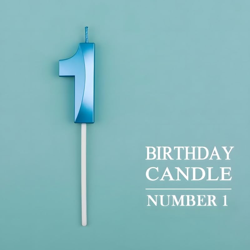 Lumanare Cifra 1, Flippy, Model Diamond, 5 x 3.4 cm, Albastru