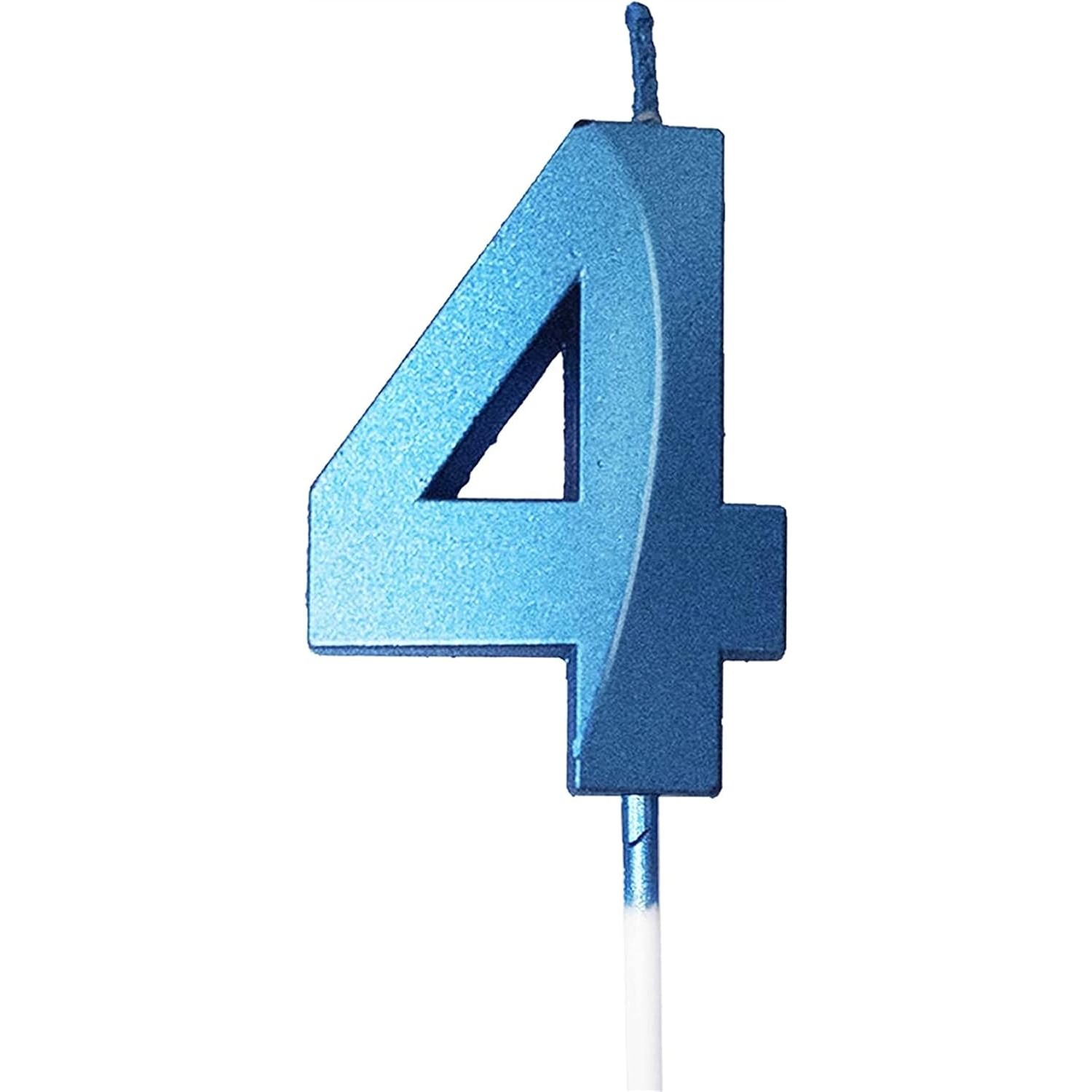 Lumanare Cifra 4, Flippy, Model Diamond, 5 x 3.4 cm, Albastru