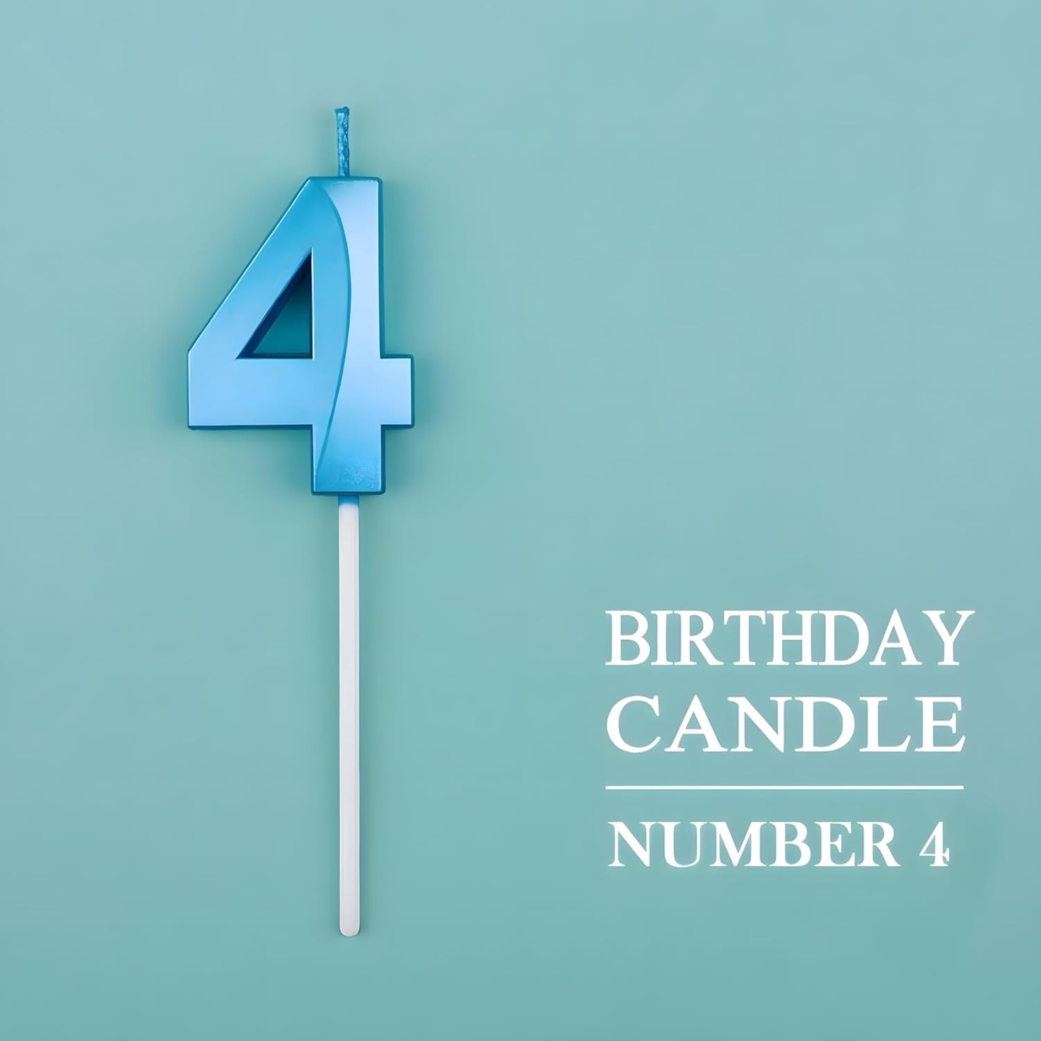 Lumanare Cifra 4, Flippy, Model Diamond, 5 x 3.4 cm, Albastru