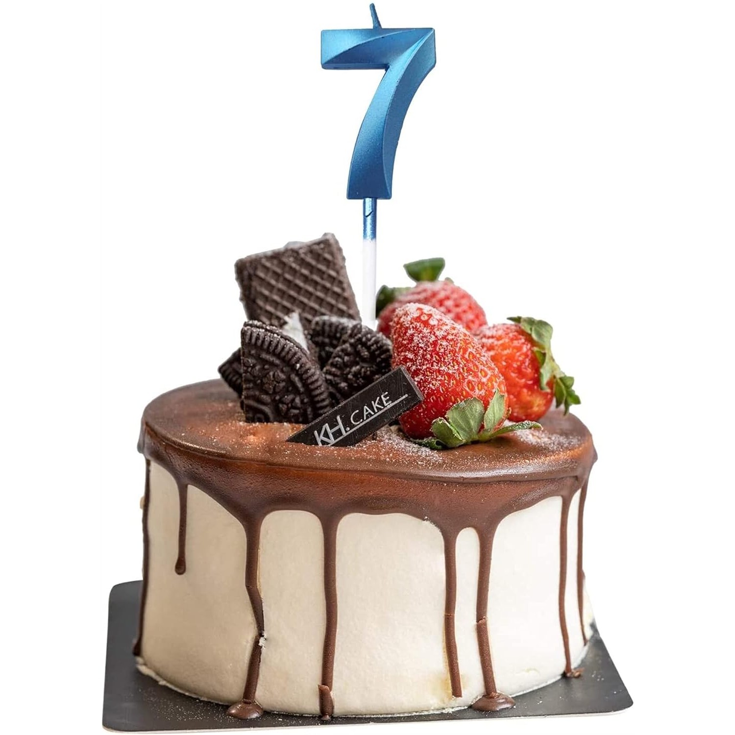 Lumanare Cifra 7, Flippy, Model Diamond, 5 x 3.4 cm, Albastru