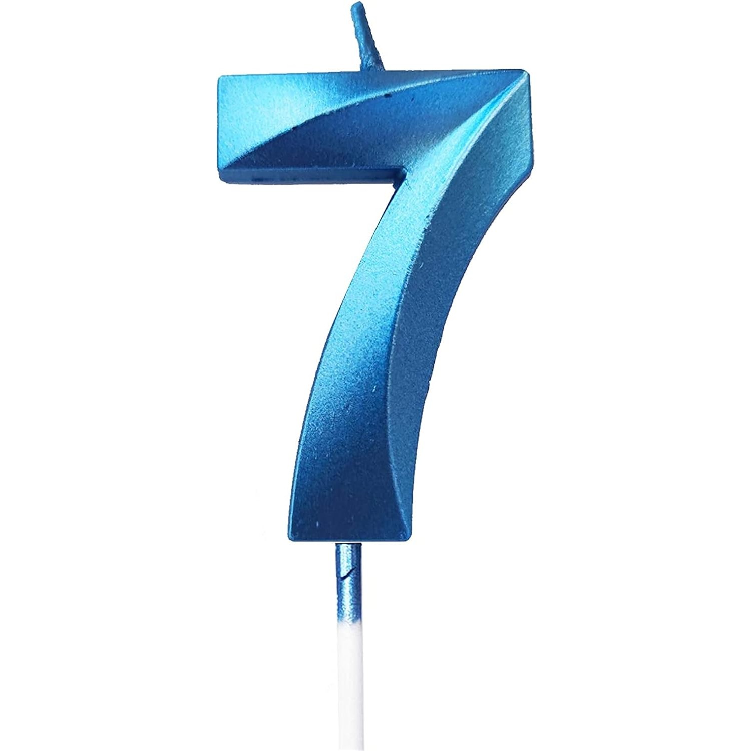 Lumanare Cifra 7, Flippy, Model Diamond, 5 x 3.4 cm, Albastru