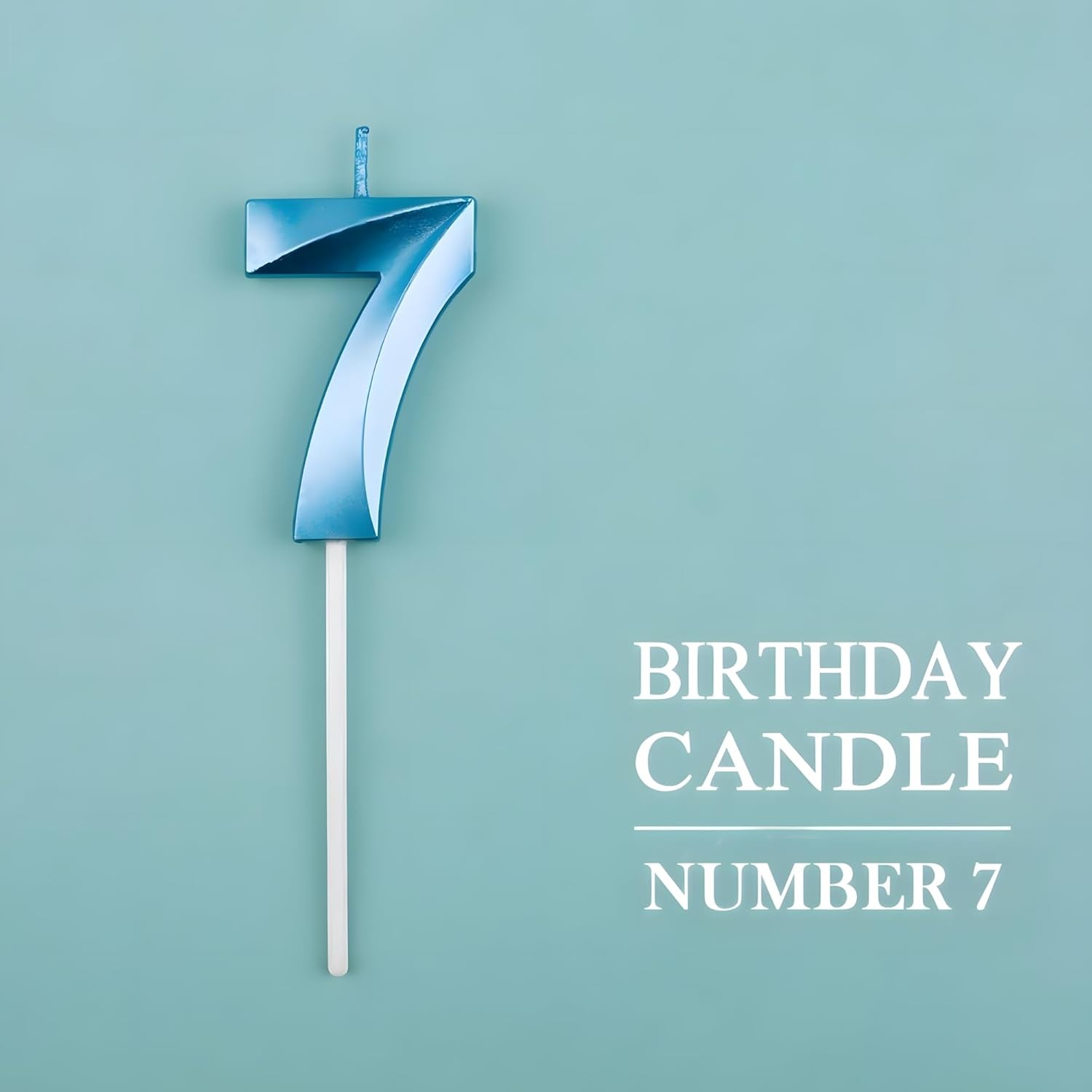 Lumanare Cifra 7, Flippy, Model Diamond, 5 x 3.4 cm, Albastru