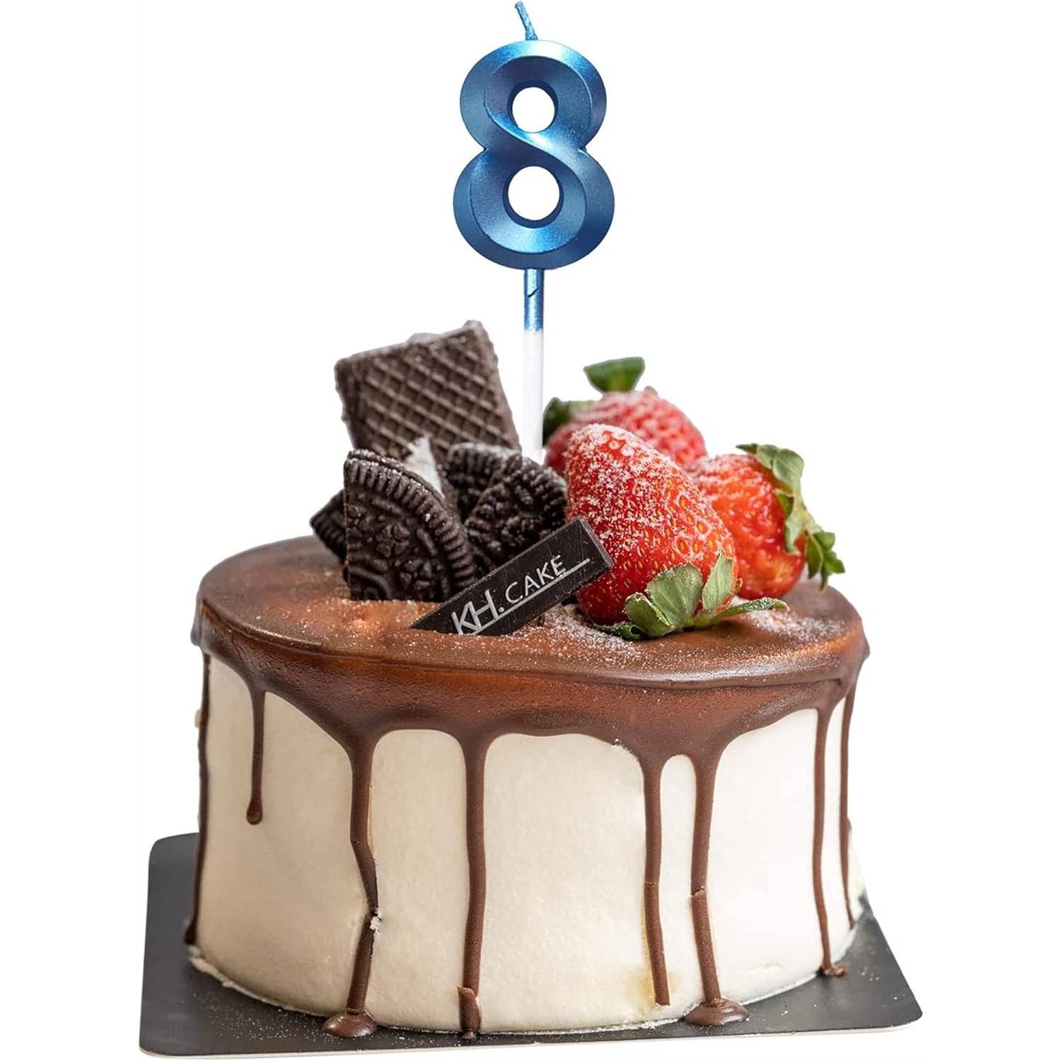 Lumanare Cifra 8, Flippy, Model Diamond, 5 x 3.4 cm, Albastru