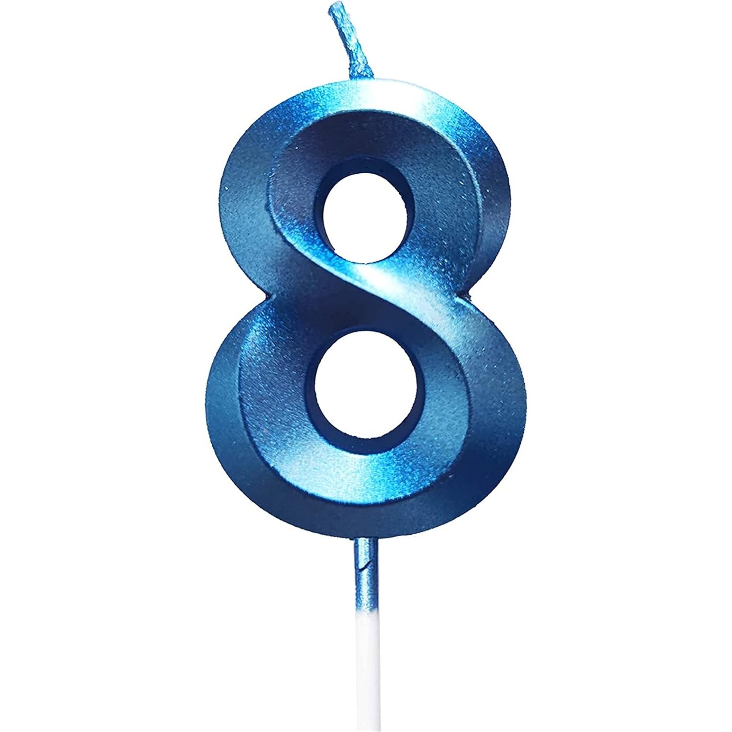 Lumanare Cifra 8, Flippy, Model Diamond, 5 x 3.4 cm, Albastru