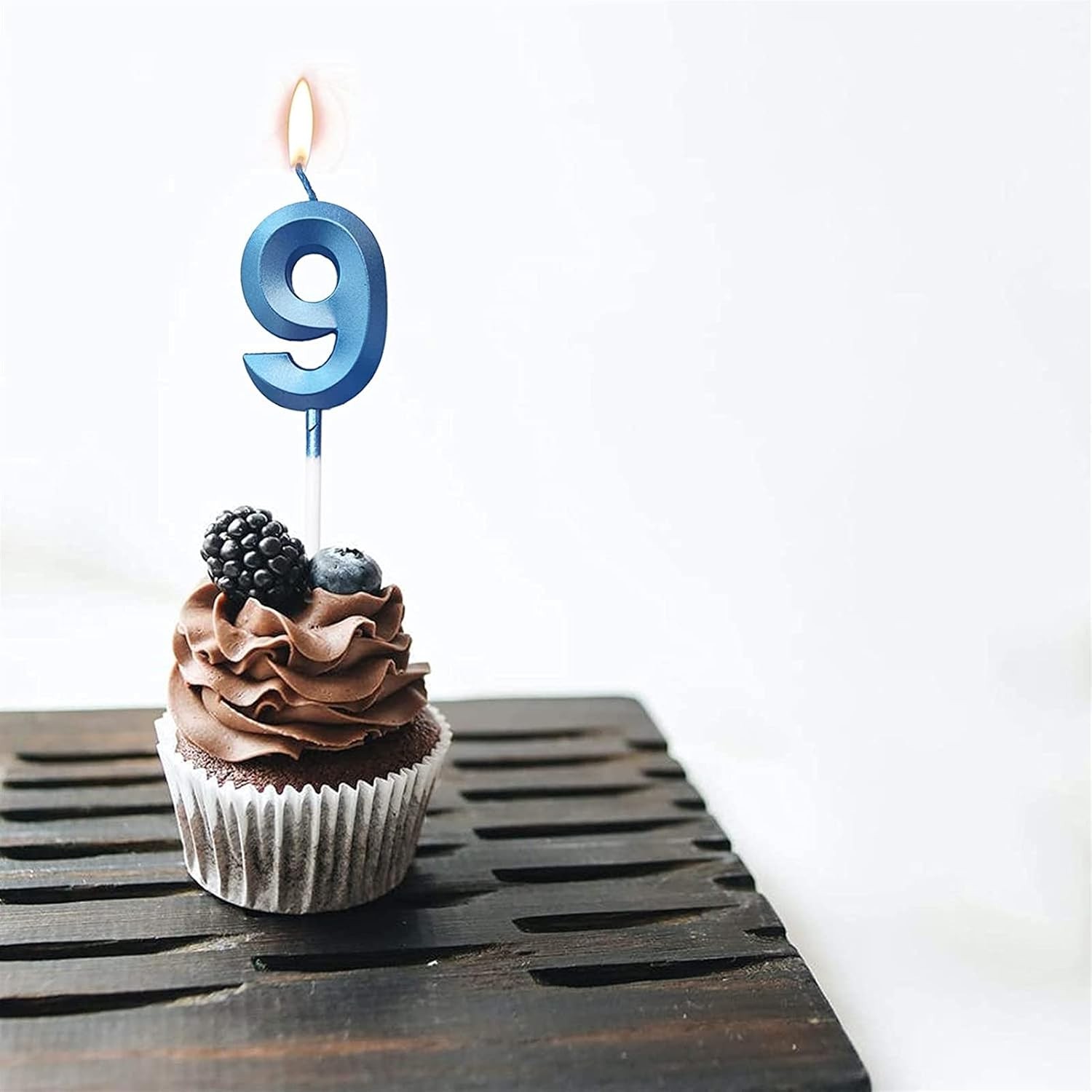 Lumanare Cifra 9, Flippy, Model Diamond, 5 x 3.4 cm, Albastru