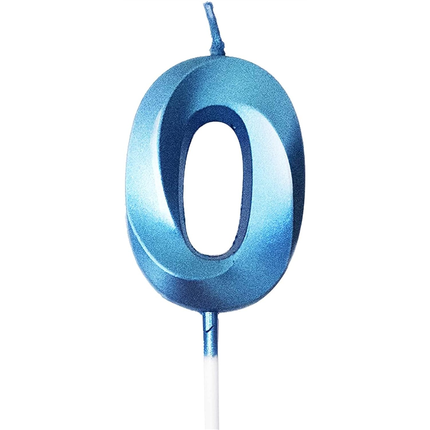Lumanare Cifra 0, Flippy, Model Diamond, 5 x 3.4 cm, Albastru