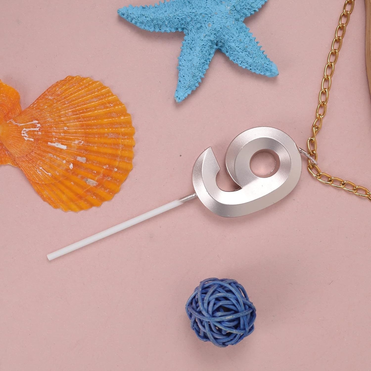 Lumanare Cifra 9, Flippy, Model Diamond, 5 x 3.4 cm, Argintiu