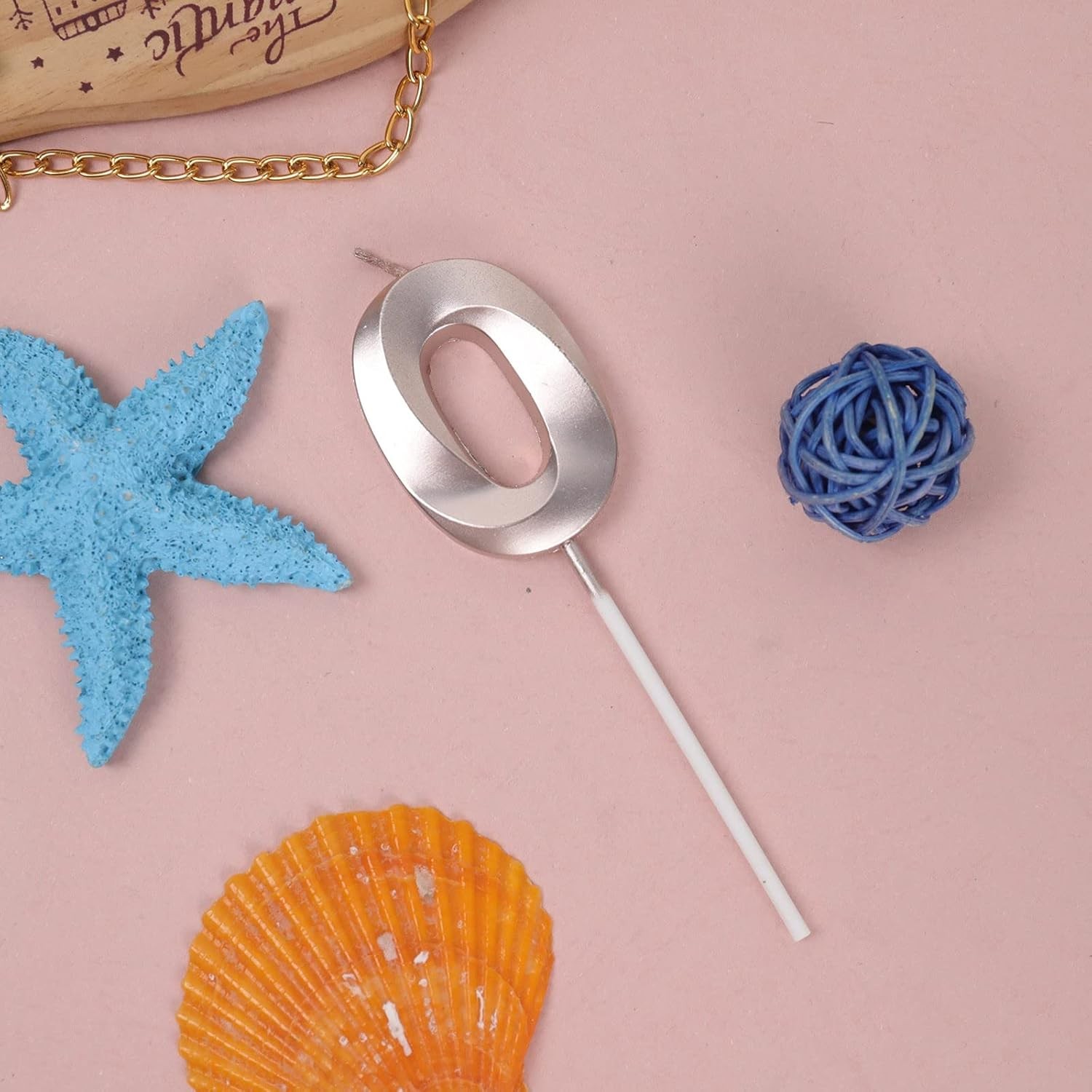 Lumanare Cifra 0, Flippy, Model Diamond, 5 x 3.4 cm, Argintiu