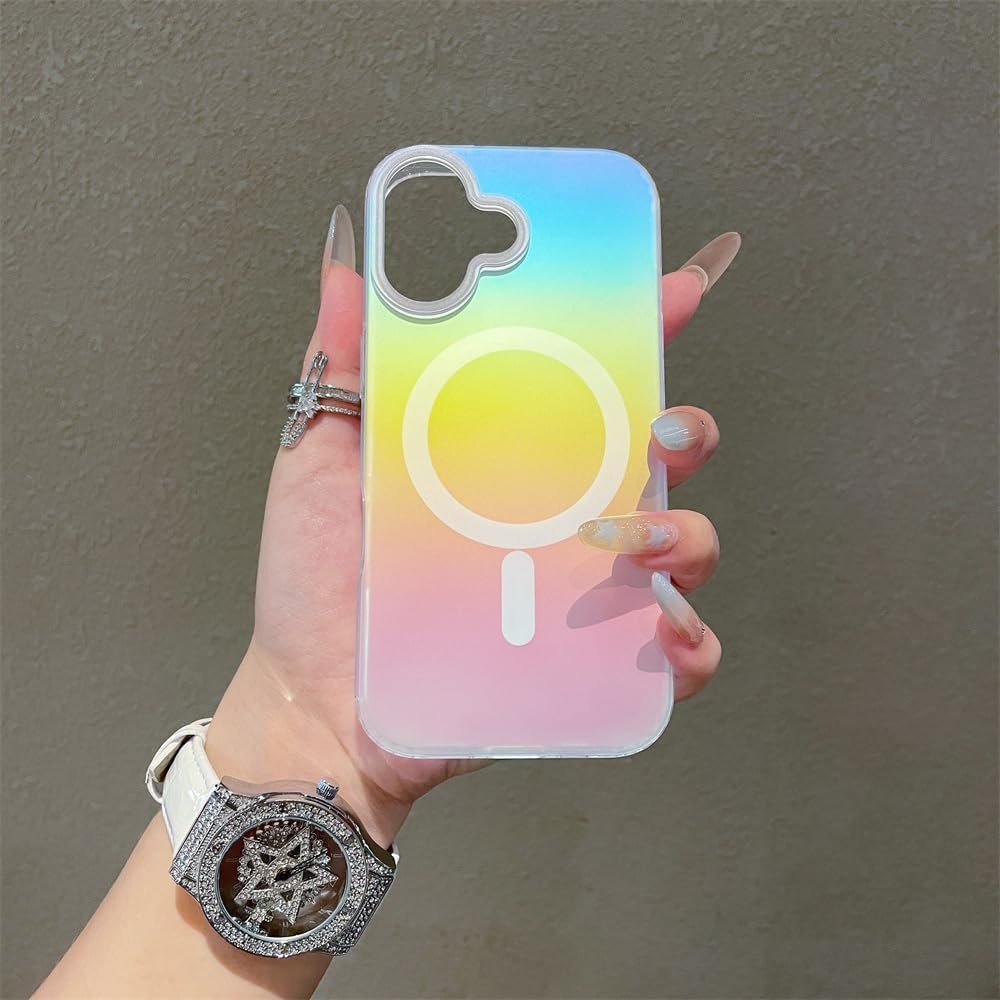 Husa Telefon, Flippy, Compatibila iPhone 17, Model Cameleon, Magsafe, Schimbare Gradient de Culoare din Unghiuri Diferite, Multicolor