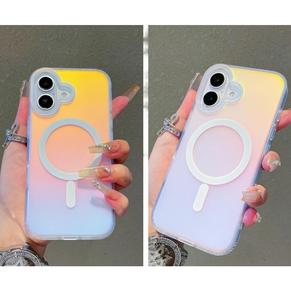 Husa Telefon, Flippy, Compatibila iPhone 17, Model Cameleon, Magsafe, Schimbare Gradient de Culoare din Unghiuri Diferite, Multicolor