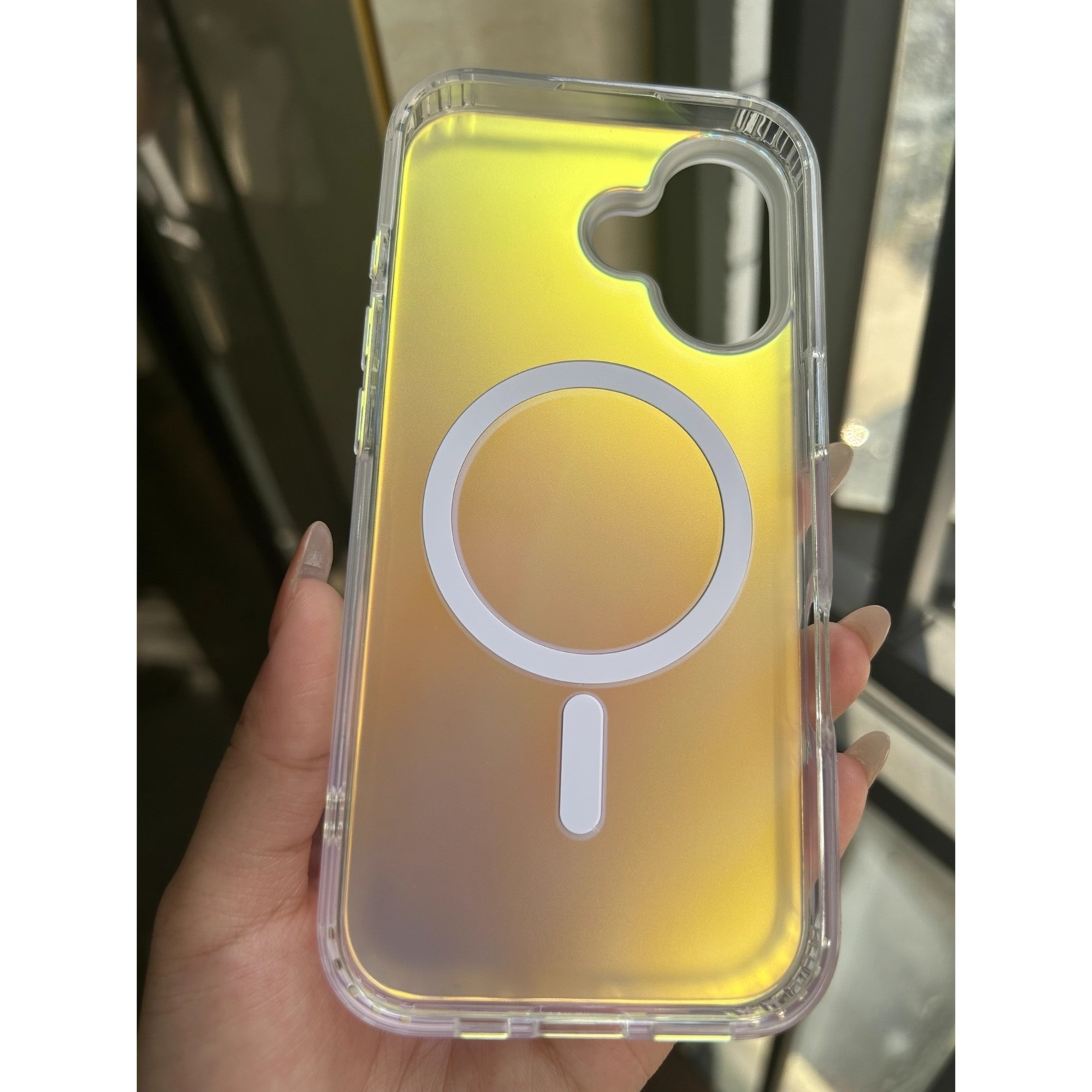 Husa Telefon, Flippy, Compatibila iPhone 17, Model Cameleon, Magsafe, Schimbare Gradient de Culoare din Unghiuri Diferite, Multicolor