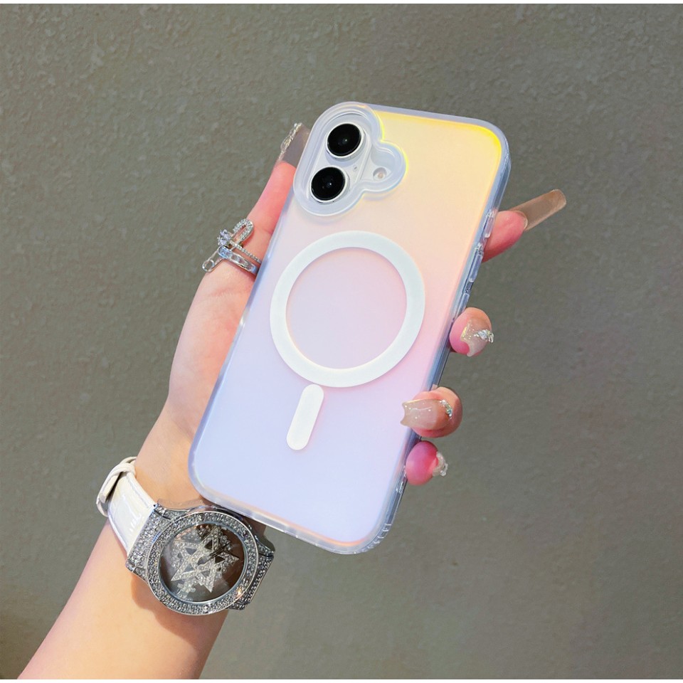 Husa Telefon, Flippy, Compatibila iPhone 17, Model Cameleon, Magsafe, Schimbare Gradient de Culoare din Unghiuri Diferite, Multicolor