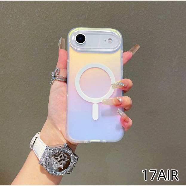 Husa Telefon, Flippy, Compatibila iPhone 17 Air, Model Cameleon, Magsafe, Schimbare Gradient de Culoare din Unghiuri Diferite, Multicolor