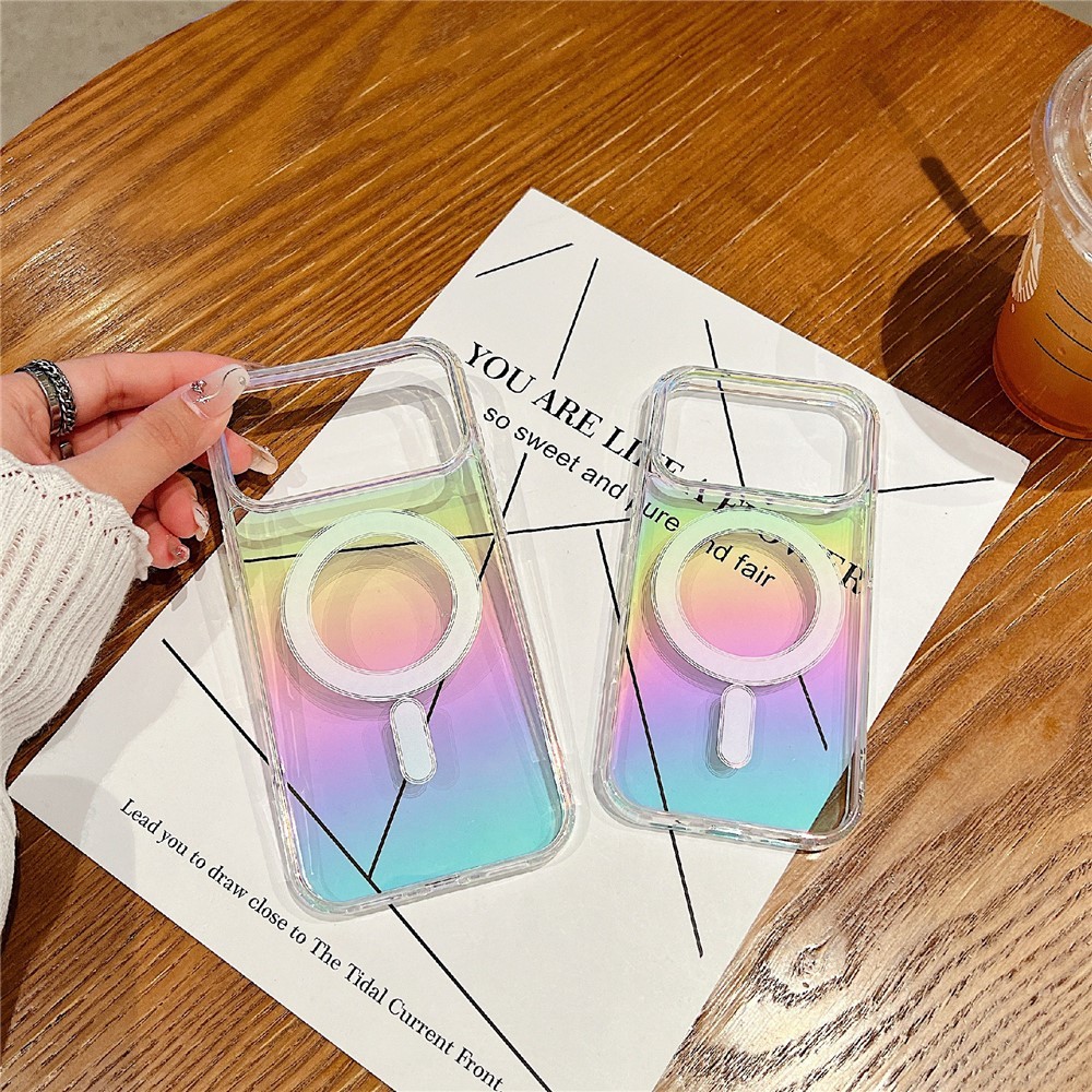 Husa Telefon, Flippy, Compatibila iPhone 17 Pro Max, Model Cameleon, Magsafe, Schimbare Gradient de Culoare din Unghiuri Diferite, Multicolor