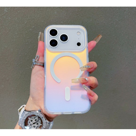 Husa Telefon, Flippy, Compatibila iPhone 17 Pro Max, Model Cameleon, Magsafe, Schimbare Gradient de Culoare din Unghiuri Diferite, Multicolor