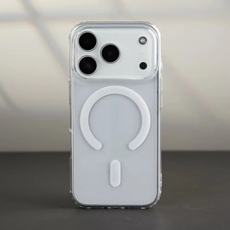 Husa Telefon, Flippy, Compatibila Apple iPhone 17 Pro, MagSafe, Antisoc, din Silicon + TPU, Transparent