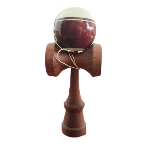 Jucarie Kendama X Originala, Profesionala Limited, Flippy, din Lemn cu Bila din Invelis SUPER STICK, 18 cm, Joc pentru Copii si Adulti, Alb/Maro inchis