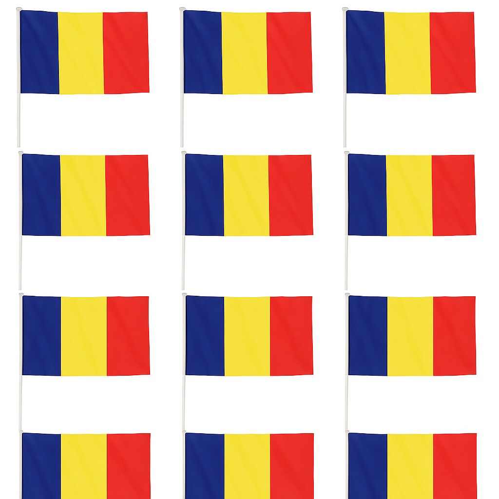 Set 12 Steaguri de Mana Tricolor, Flippy, Dimensiune 20x30 cm, Stegulet, Drapel