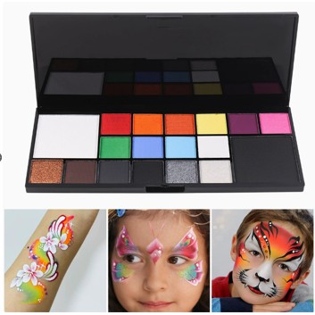 Paleta 18 Culori Vopsea de Fata, Flippy, Activare cu Apa, 18 x 8 x 1.4 cm, Multicolor