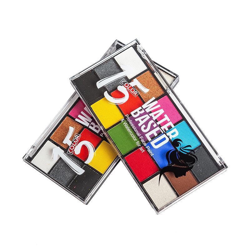 Paleta 15 Culori Vopsea de Fata, Flippy, Activare cu Apa, 15 x 8.2 x 1.4 cm, Multicolor