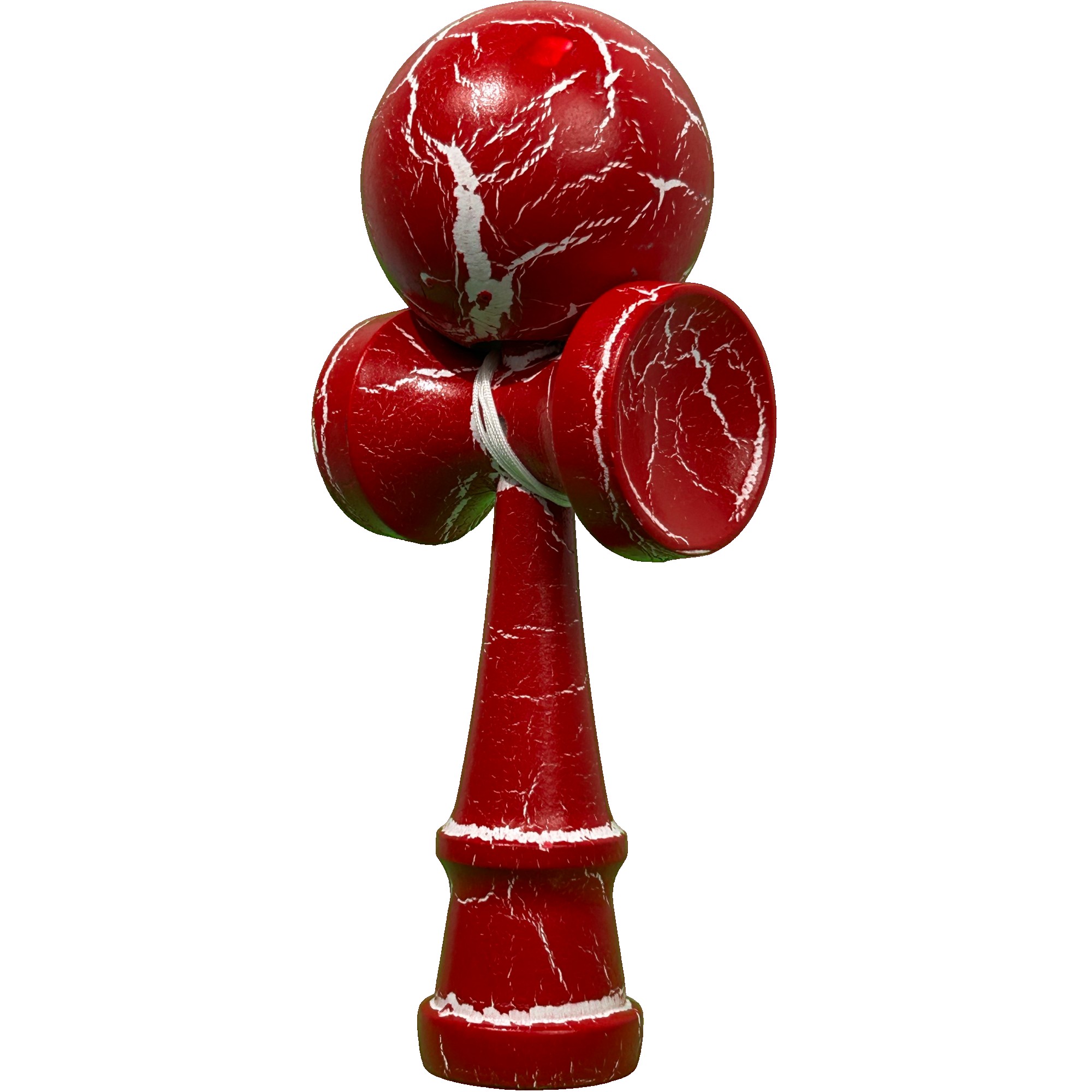 Jucarie Profesionala Kendama, Cracked, Flippy, din Lemn, 18 cm, Rosu/Alb