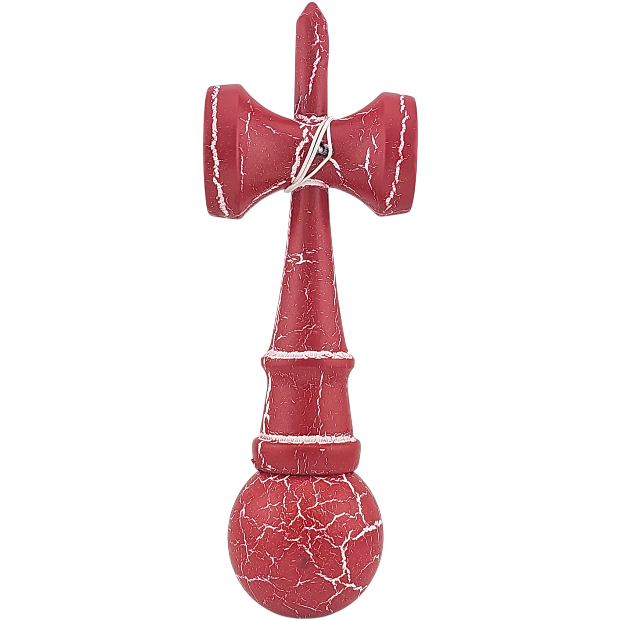 Kendama X Originala, Profesionala, Flippy, Cracked, din Lemn, 18 cm, Rosu/Alb