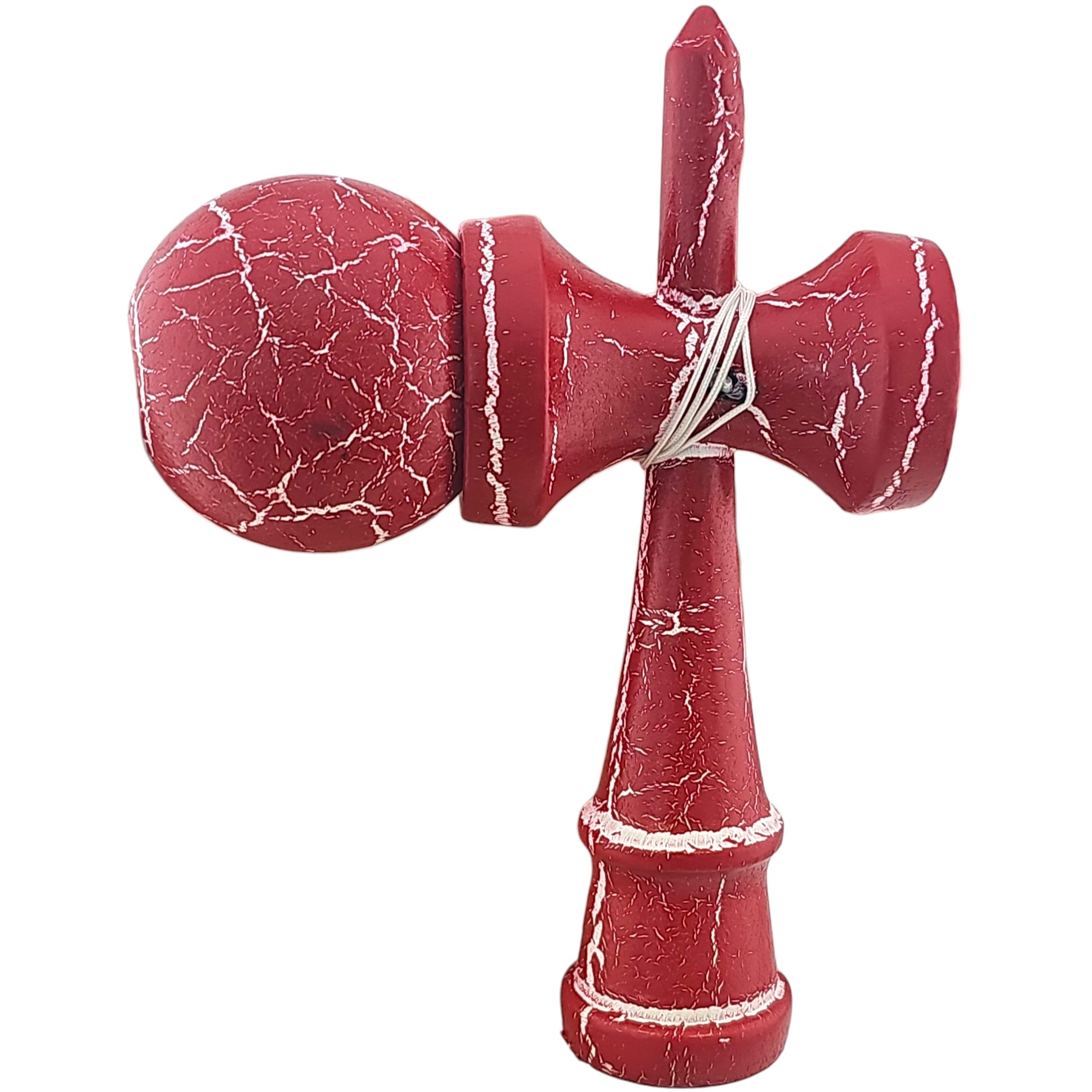 Kendama X Originala, Profesionala, Flippy, Cracked, din Lemn, 18 cm, Rosu/Alb