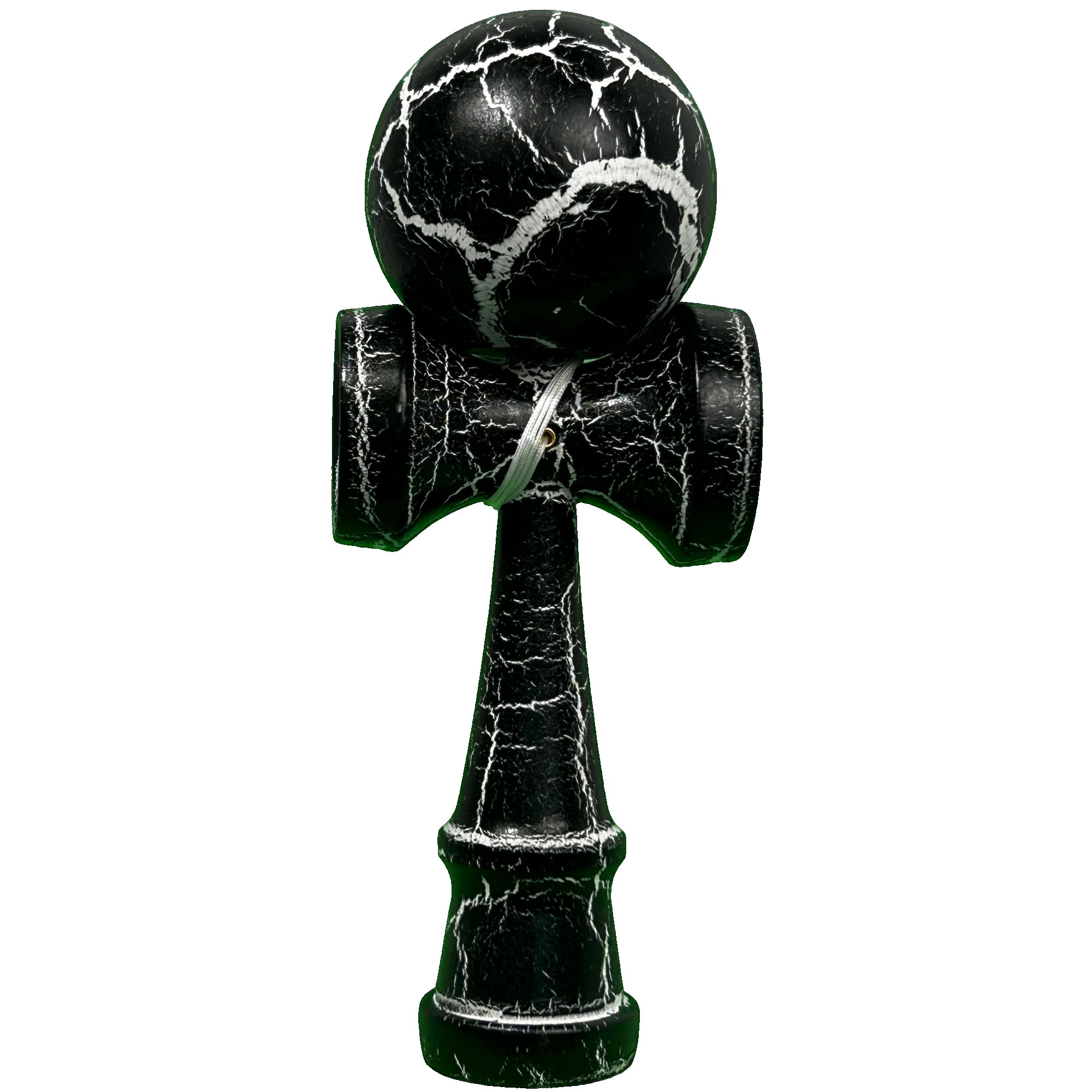 Jucarie Profesionala Kendama, Flippy, din Lemn, 18 cm, Negru/Alb