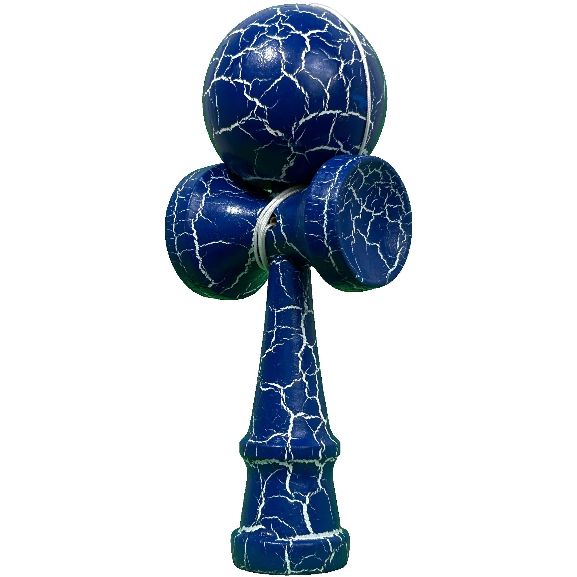 Jucarie Kendama Profesionala, Flippy, Kendama Cracked, din Lemn – 18 cm, Joc Interactiv de Indemanare pentru copii si adulti, Albastru inchis
