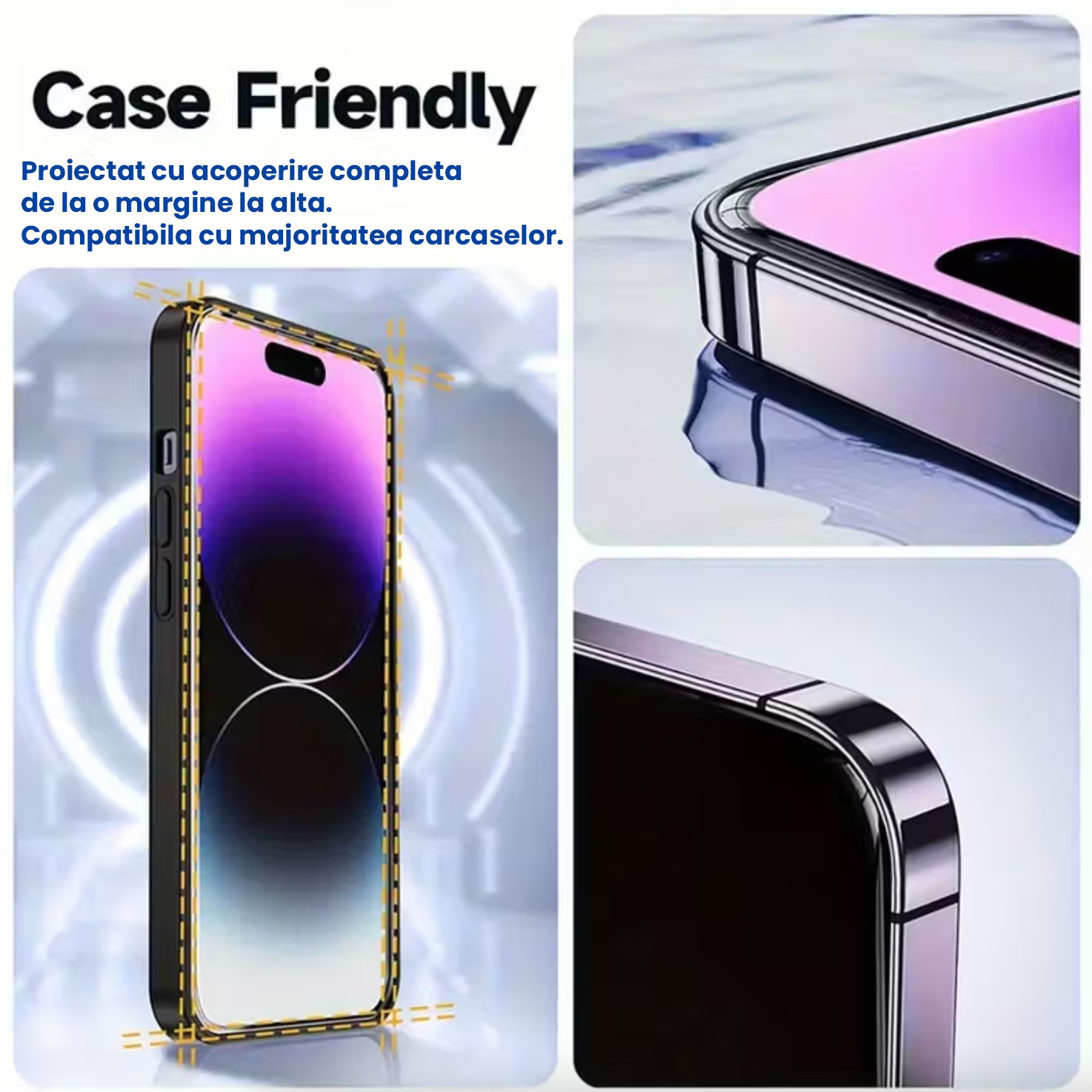 Folie de Protectie pentru Apple iPhone 15 Plus, Flippy, Sticla Securizata 3D, High Definition pentru Ecran complet, Anti Zgirieturi, Anti bule, Transparenta