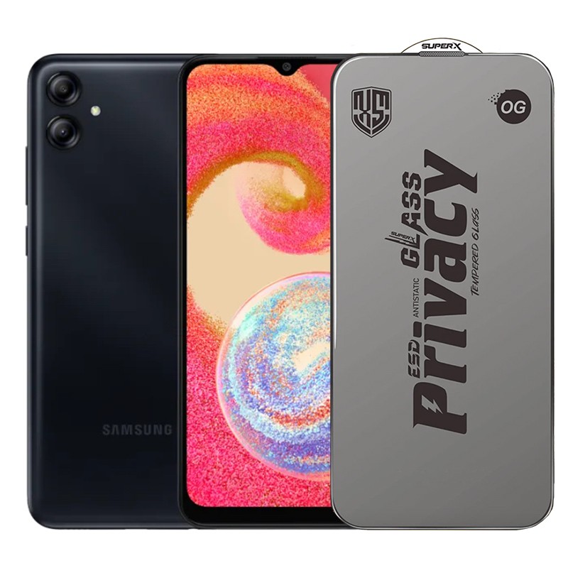 Folie de Protectie pentru Samsung Galaxy A04e, Flippy, Sticla Securizata ESD Antistatica, Super-X Privacy OG, Margini Negre, 0.30 mm, Transparent Inchis Folie de Protectie pentru Samsung Galaxy A04e, Flippy, Sticla Securizata ESD Antistatica, Super-X Privacy OG, Margini Negre, 0.30 mm, Transparent Inchis
