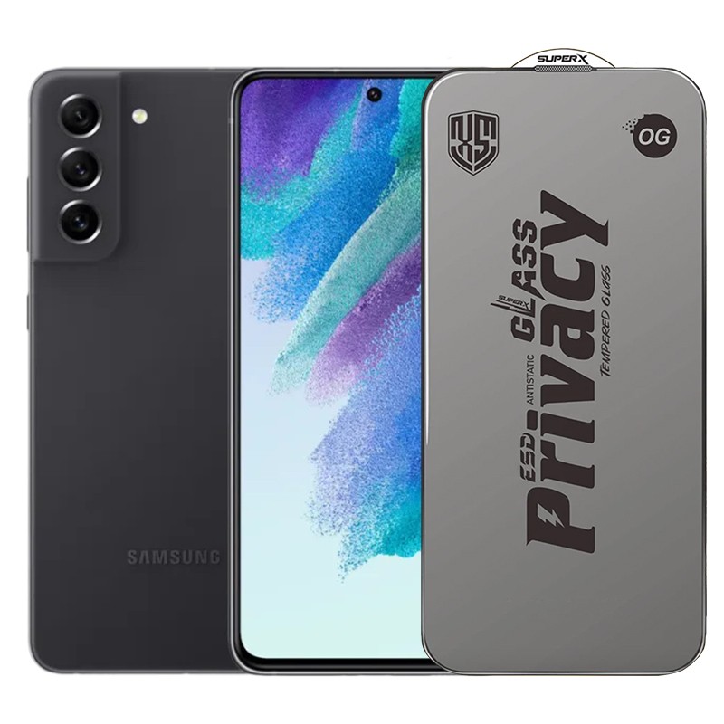 Folie de Protectie pentru Samsung Galaxy S21 FE, Flippy, Sticla Securizata ESD Antistatica, Super-X Privacy OG, Margini Negre, 0.30 mm, Transparent Inchis Folie de Protectie pentru Samsung Galaxy S21 FE, Flippy, Sticla Securizata ESD Antistatica, Super-X Privacy OG, Margini Negre, 0.30 mm, Transparent Inchis
