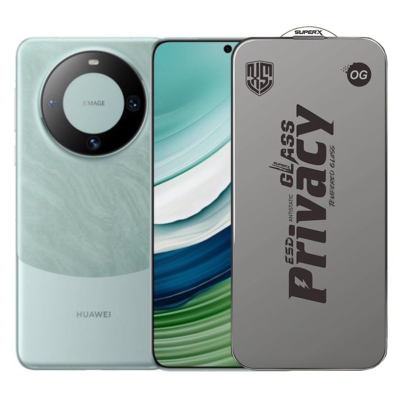 Folie de Protectie pentru Huawei Mate 60, Flippy, Sticla Securizata ESD Antistatica, Super-X Privacy OG, Margini Negre, 0.30 mm, Transparent Inchis