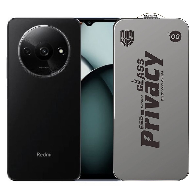 Folie de Protectie pentru Xiaomi Redmi A3x, Flippy, Sticla Securizata ESD Antistatica, Super-X Privacy OG, Margini Negre, 0.30 mm, Transparent Inchis