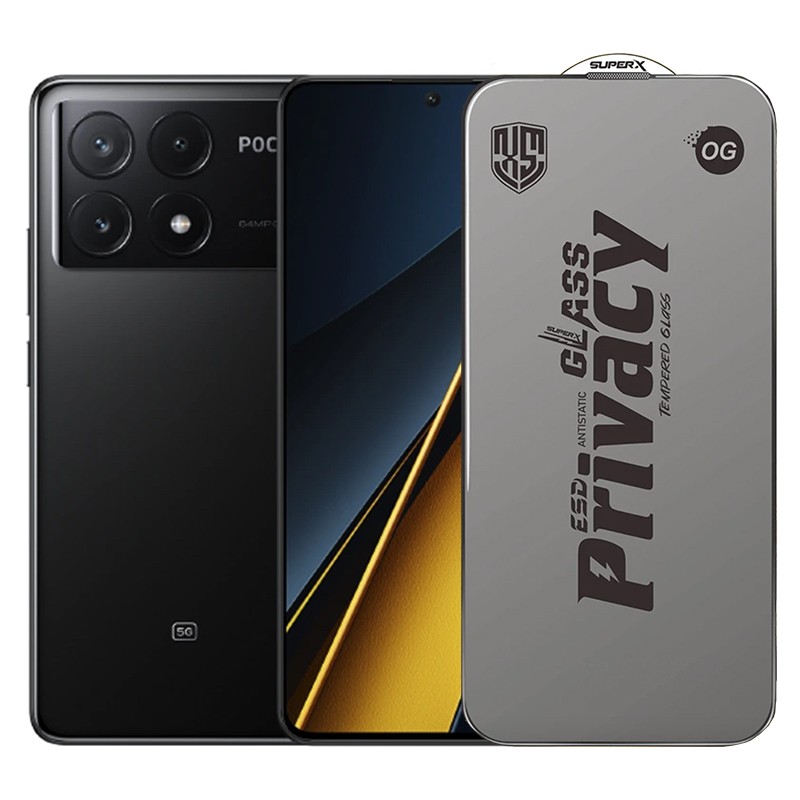 Folie de Protectie pentru Xiaomi Poco X6 Pro, Flippy, Sticla Securizata ESD Antistatica, Super-X Privacy OG, Margini Negre, 0.30 mm, Transparent Inchis Folie de Protectie pentru Xiaomi Poco X6 Pro, Flippy, Sticla Securizata ESD Antistatica, Super-X Privacy OG, Margini Negre, 0.30 mm, Transparent Inchis
