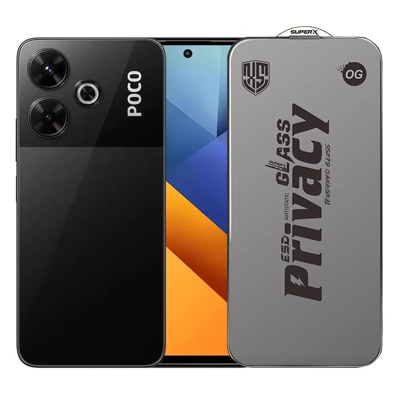 Folie de Protectie pentru Xiaomi Poco M6, Flippy, Sticla Securizata ESD Antistatica, Super-X Privacy OG, Margini Negre, 0.30 mm, Transparent Inchis Folie de Protectie pentru Xiaomi Poco M6, Flippy, Sticla Securizata ESD Antistatica, Super-X Privacy OG, Margini Negre, 0.30 mm, Transparent Inchis