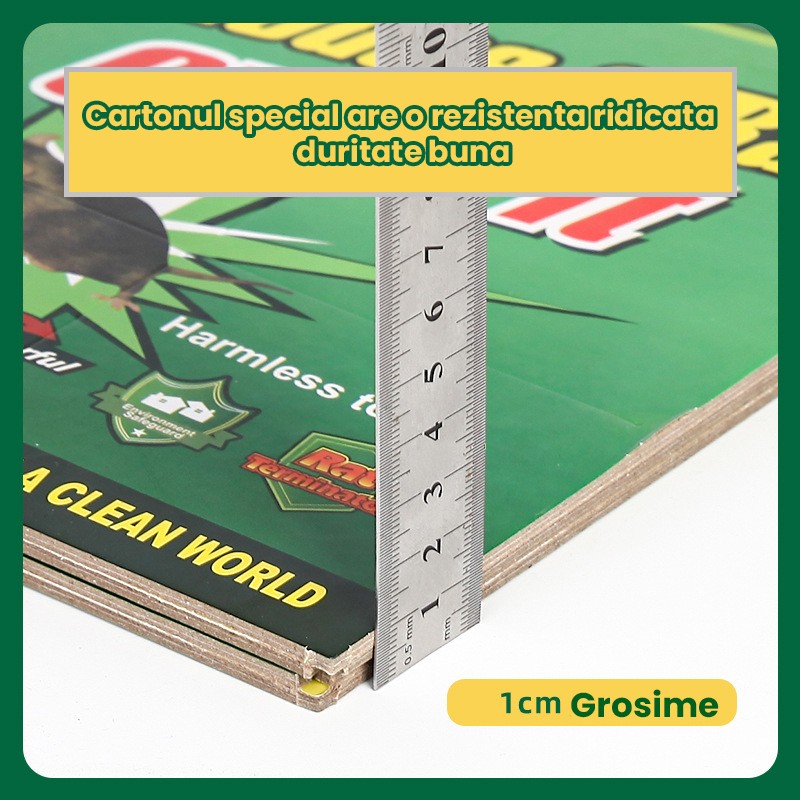 Capcana Autoadeziva pentru Soareci, Flippy, Placa Autoadeziva pentru Rozatoare cu Efect Puternic de Imobilizare, Capcana cu Lipici, pentru Uz Casnic, 19 x 13 xm Verde/Galben