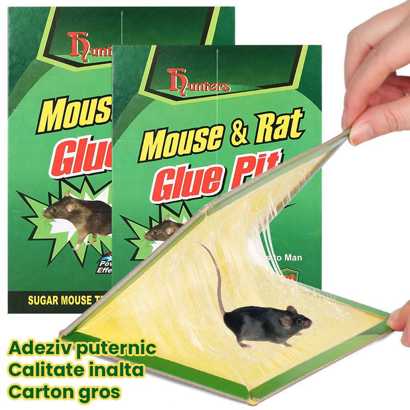 Capcana Autoadeziva pentru Soareci, Flippy, Placa Autoadeziva pentru Rozatoare cu Efect Puternic de Imobilizare, Capcana cu Lipici, pentru Uz Casnic, 21 x 15 xm Verde/Galben