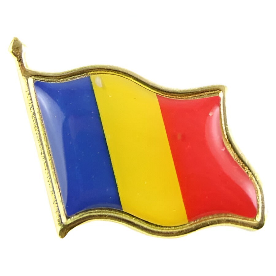Set 12 Insigne Steag Tricolor Romania, Flippy, Model Brosa cu Ac de Siguranta, 20x20 mm