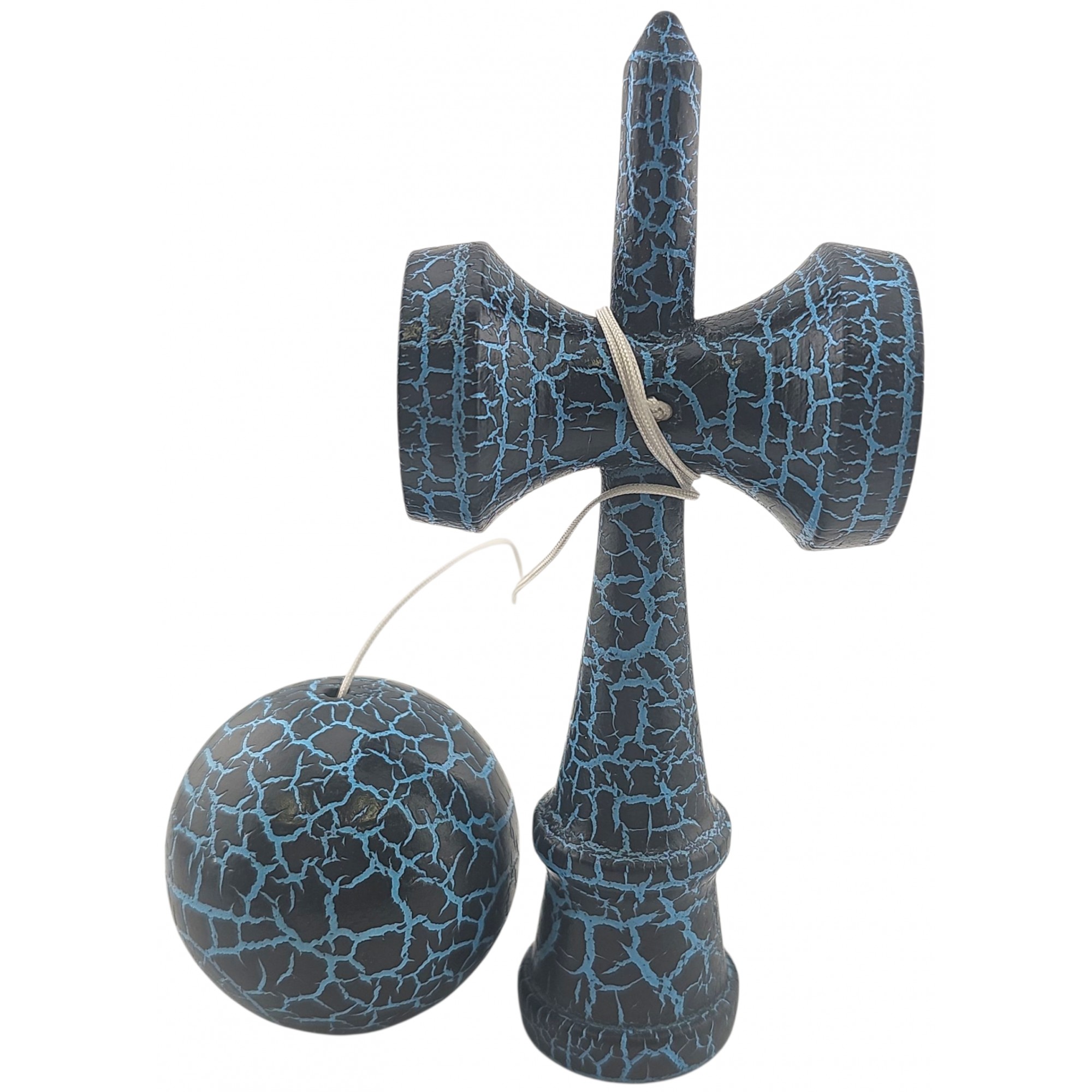 Kendama X Originala,  Profesionala, Flippy, Cracked, din Lemn, 18 cm,  Negru, Albastru Kendama X Originala,  Profesionala, Flippy, Cracked, din Lemn, 18 cm,  Negru, Albastru