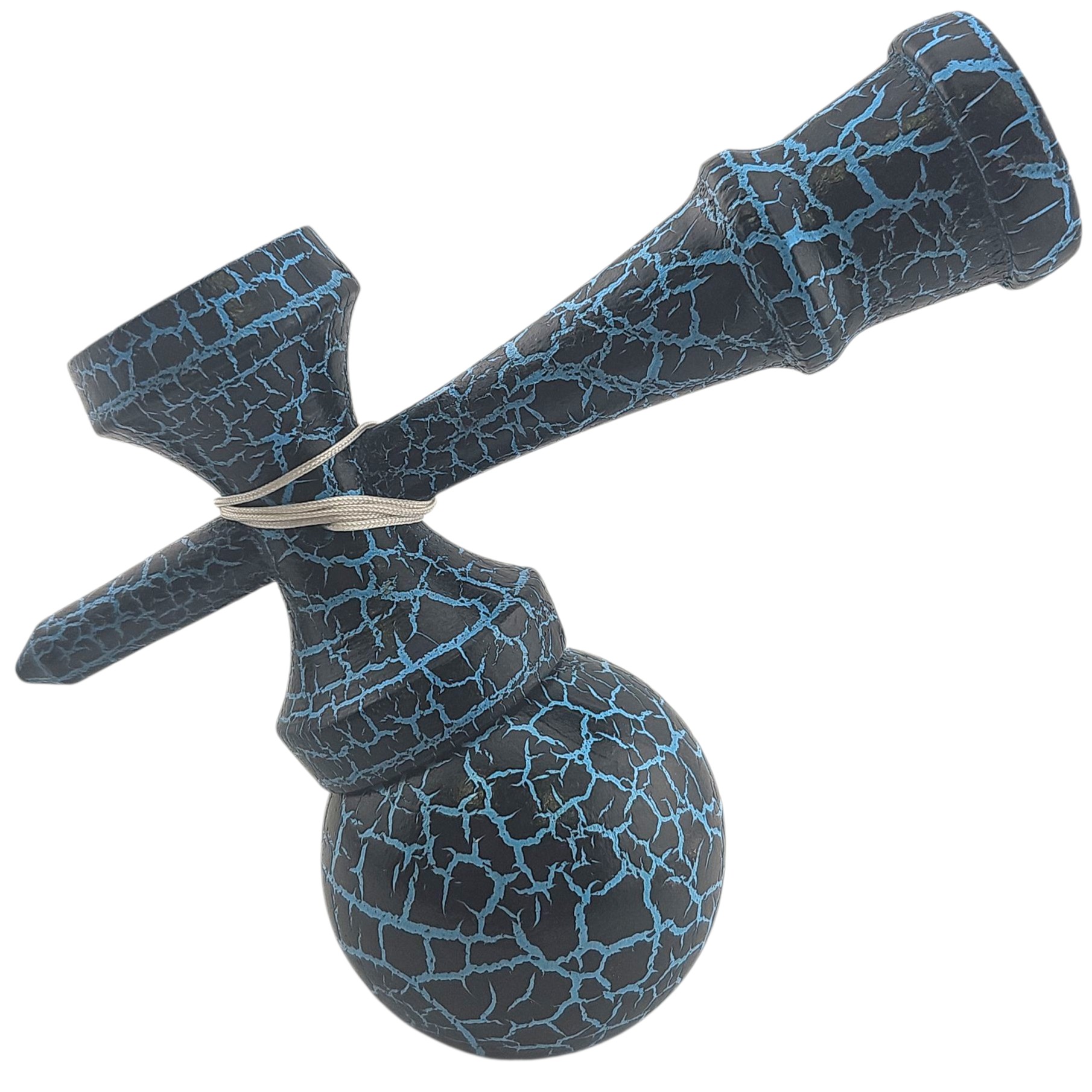Kendama X Originala,  Profesionala, Flippy, Cracked, din Lemn, 18 cm,  Negru, Albastru Kendama X Originala,  Profesionala, Flippy, Cracked, din Lemn, 18 cm,  Negru, Albastru