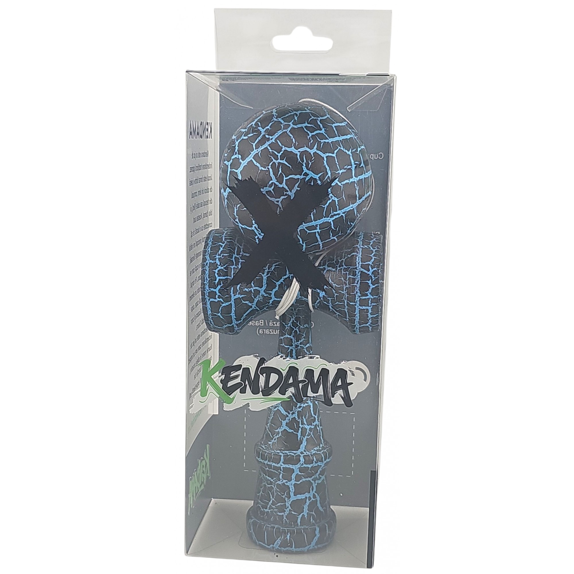 Kendama X Originala,  Profesionala, Flippy, Cracked, din Lemn, 18 cm,  Negru, Albastru Kendama X Originala,  Profesionala, Flippy, Cracked, din Lemn, 18 cm,  Negru, Albastru