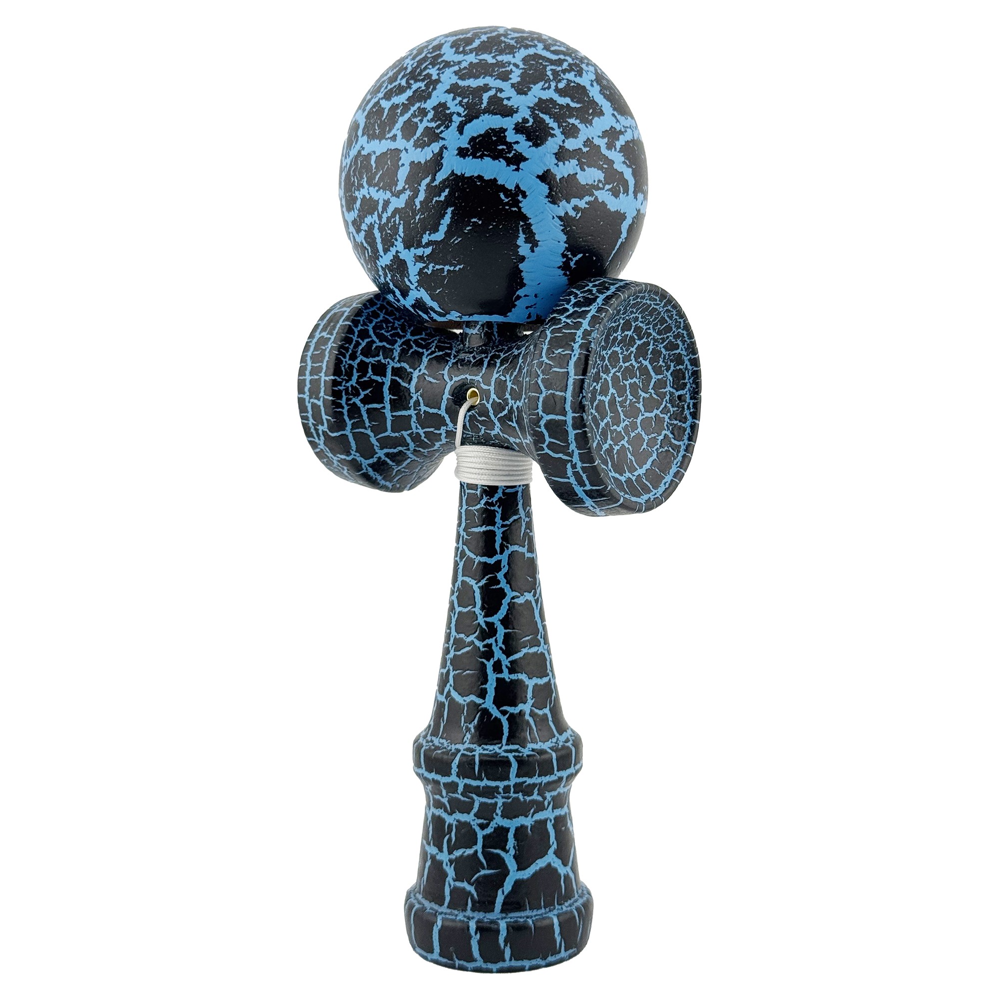Kendama X Originala, Profesionala, Flippy, Cracked, din Lemn, 18 cm,  Negru, Albastru