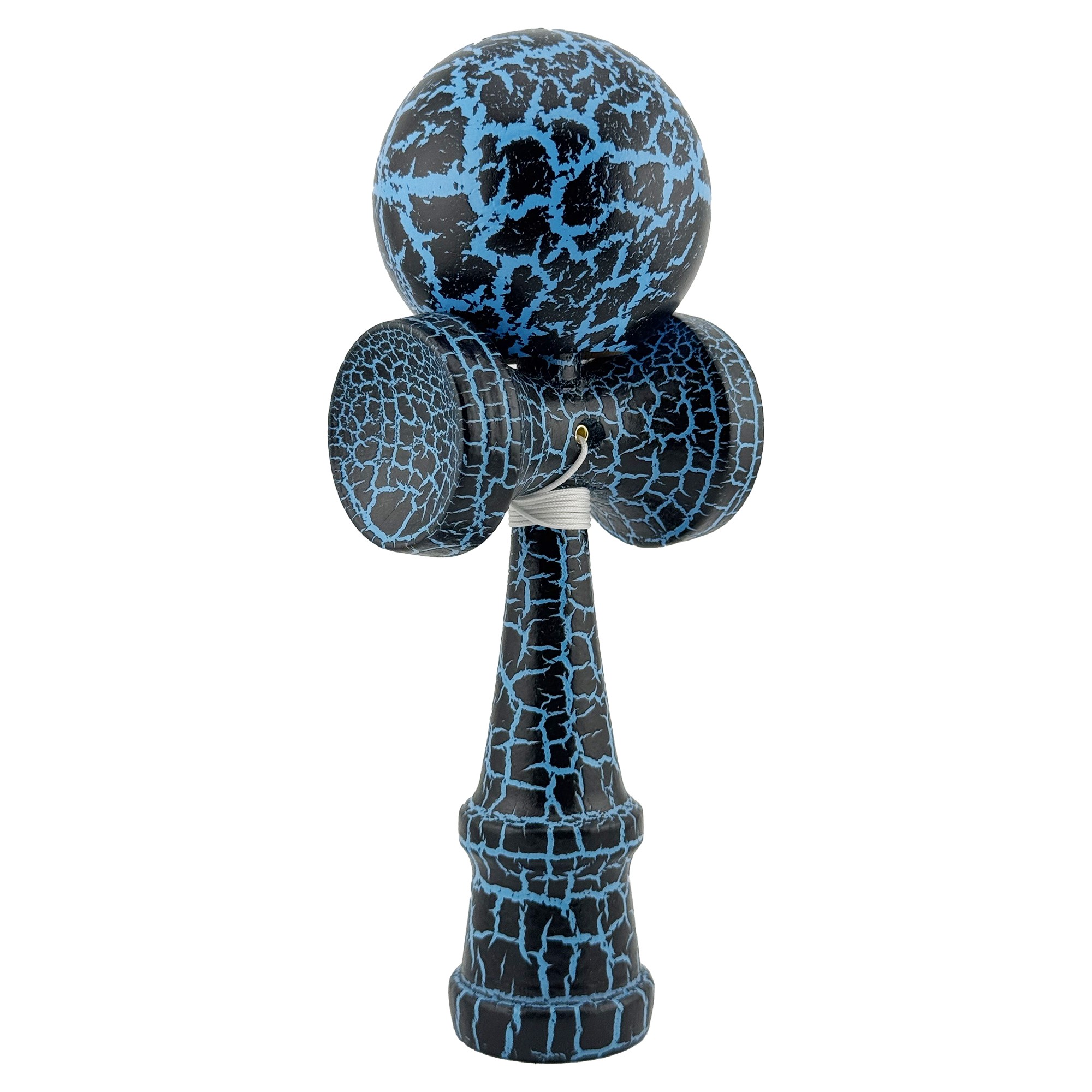 Kendama X Originala, Profesionala, Flippy, Cracked, din Lemn, 18 cm,  Negru, Albastru