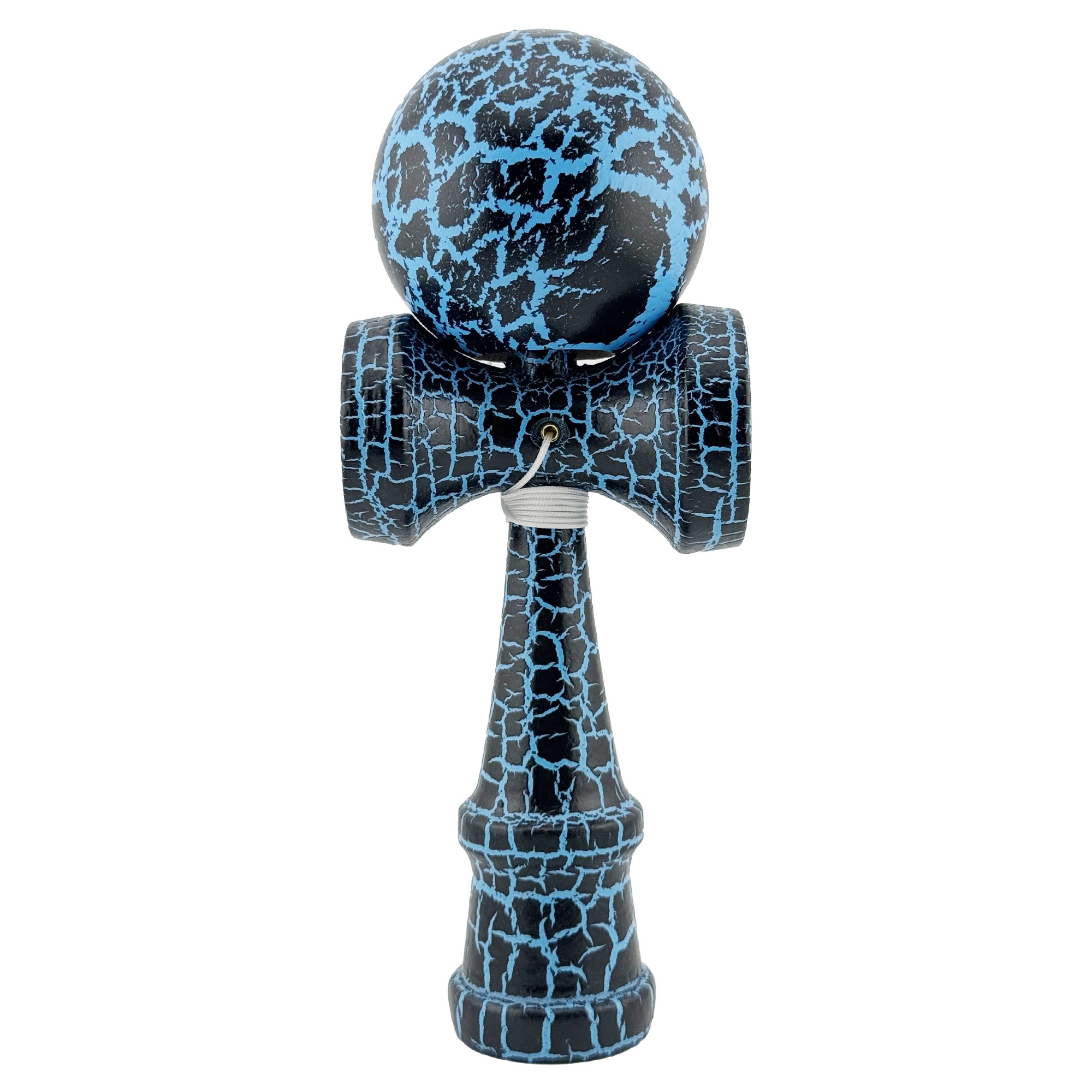 Kendama X Originala, Profesionala, Flippy, Cracked, din Lemn, 18 cm,  Negru, Albastru
