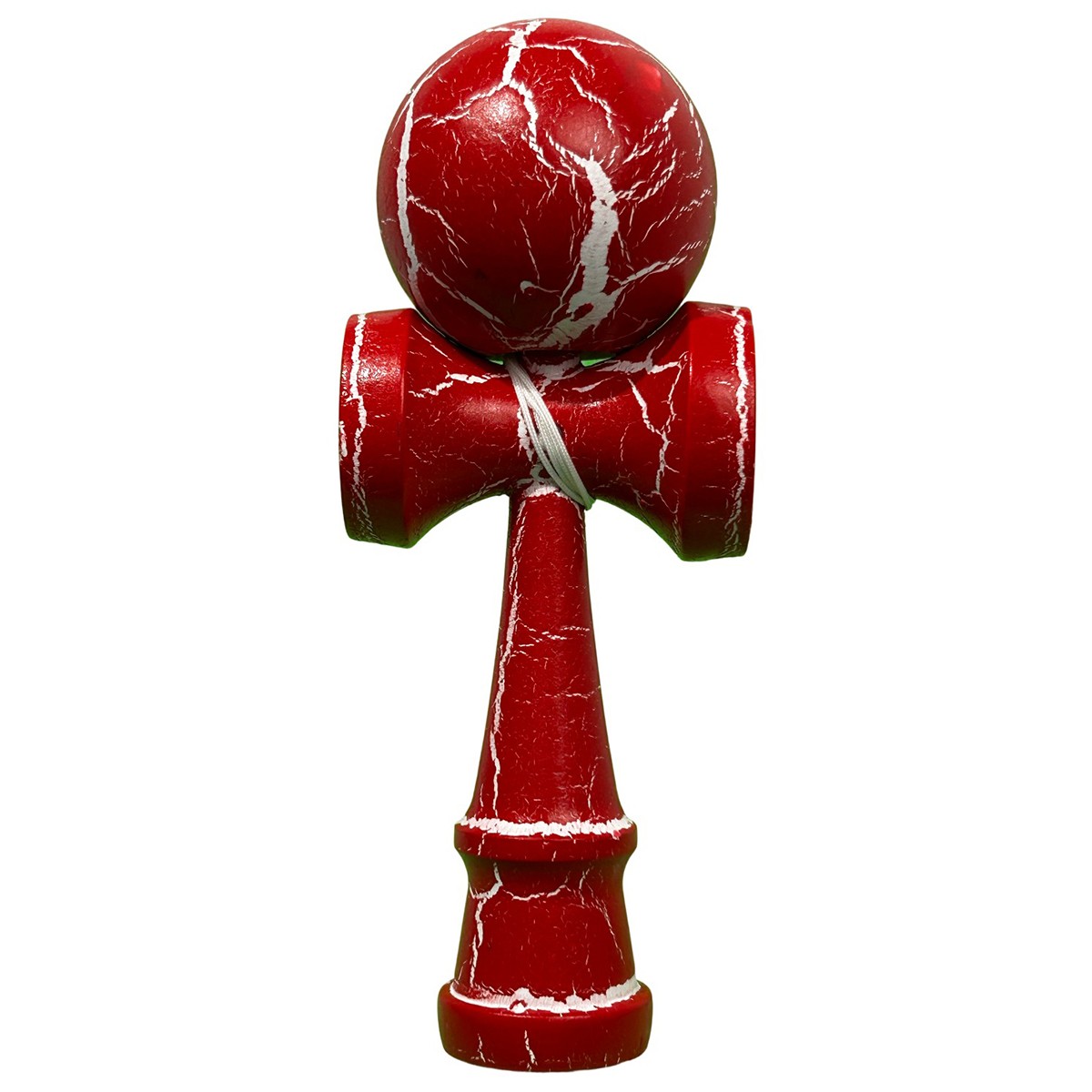 Jucarie Kendama Profesionala, Flippy, Kendama Cracked, din Lemn – 18 cm, Joc Interactiv de Indemanare pentru copii si adulti, Rosu aprins Alb