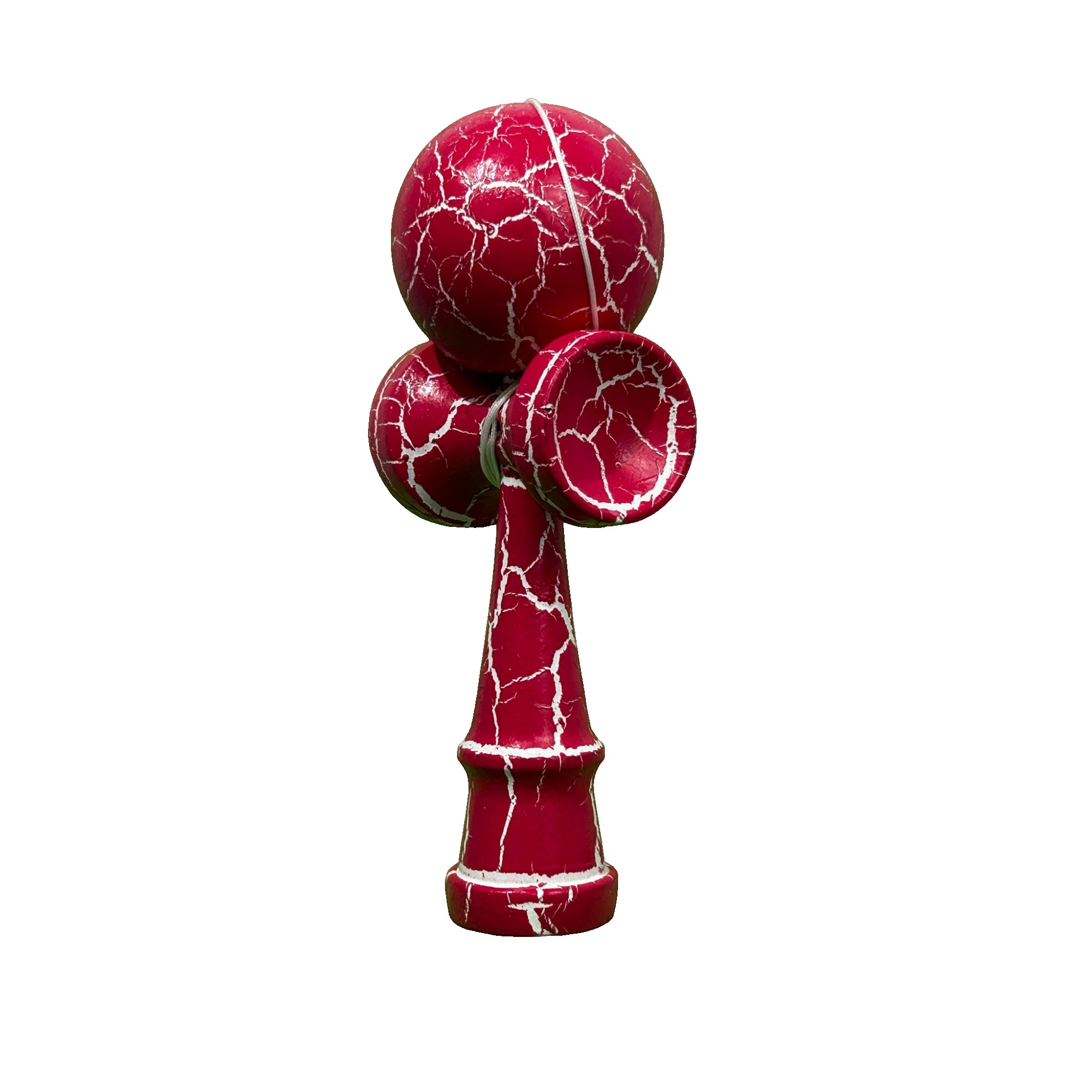 Jucarie Profesionala Kendama, Cracked, Flippy, din Lemn, 18 cm, Roz/Alb
