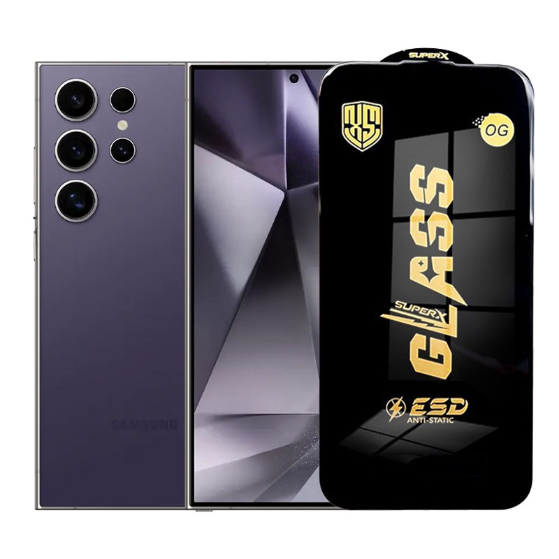 Folie de Protectie pentru Samsung Galaxy S24 Ultra, Flippy, Sticla Securizata ESD, Margini Negre, Rezistenta la Zgirieturi, Antistatica, 0.35 mm, Transparenta