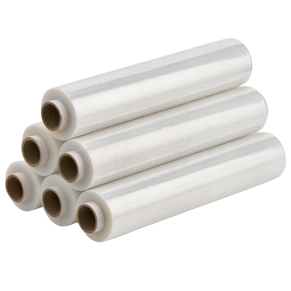 Set 6 Role Folie Stretch Transparenta pentru Uz Manual, 1.5kg/Rola, Tub 300 g, Silentioasa si Rezistenta