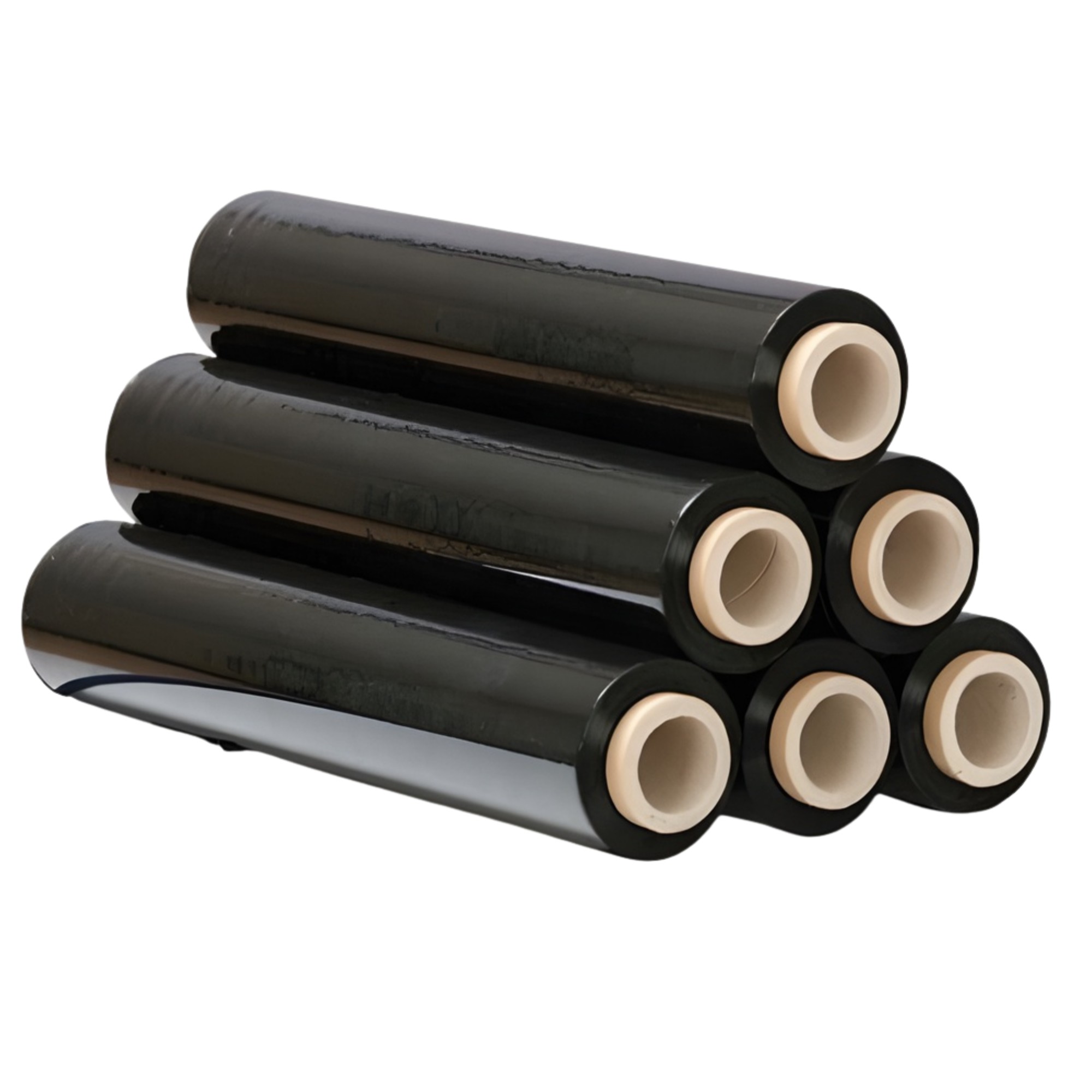 Set 6 Role Folie Stretch Neagra pentru Uz Manual, 1.5kg/Rola, Tub 300 g, Silentioasa si Rezistenta